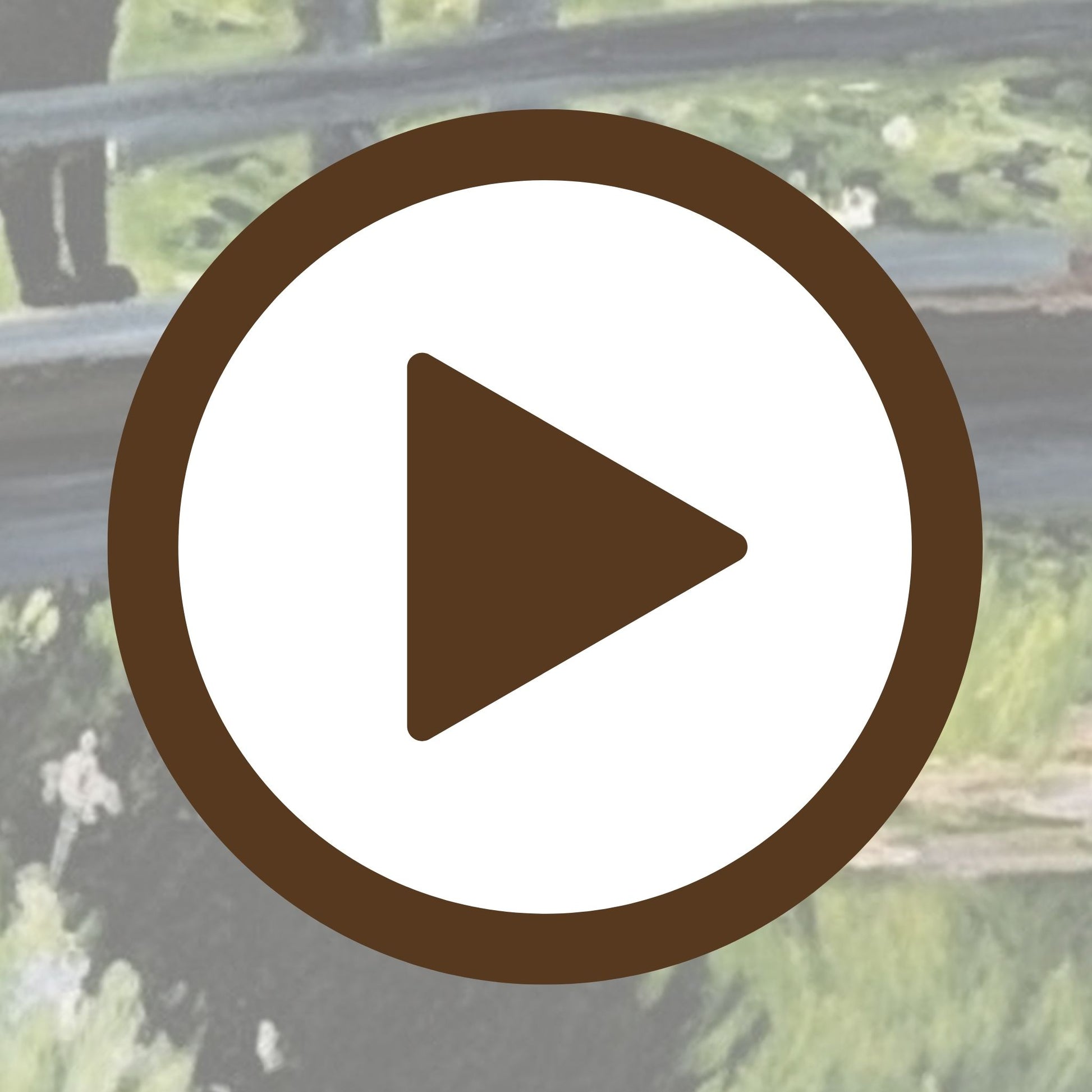 Poster of a green garden escape with a cat on a graceful arched bridge