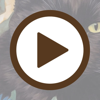 Poster of a black cat surrounded by tall yellow sunflowers in soft breeze