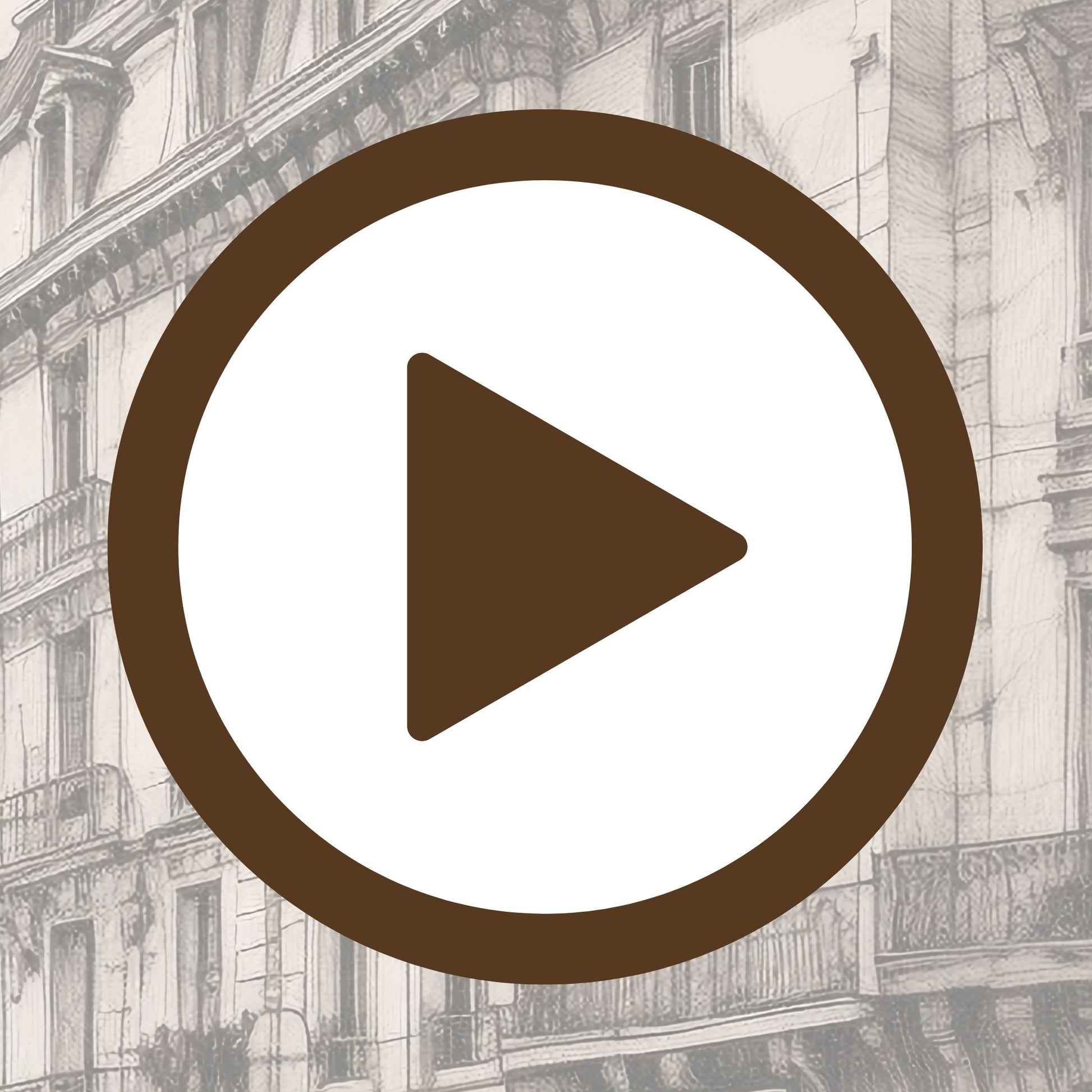 Architectural line art poster of classic Parisian façades and streetscape

