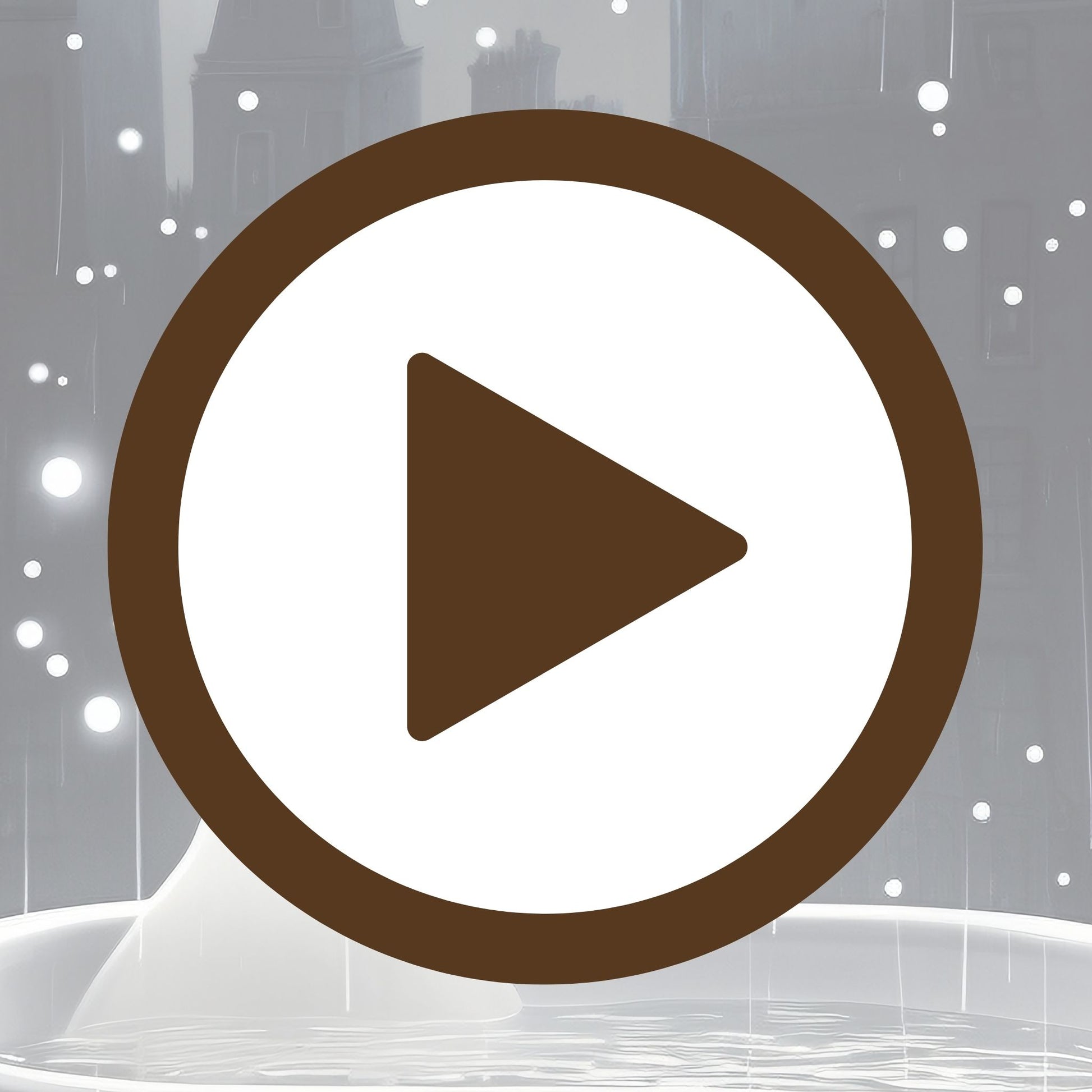 Relaxing ghost scene with soft rain and bathtub serenity under grey skies

