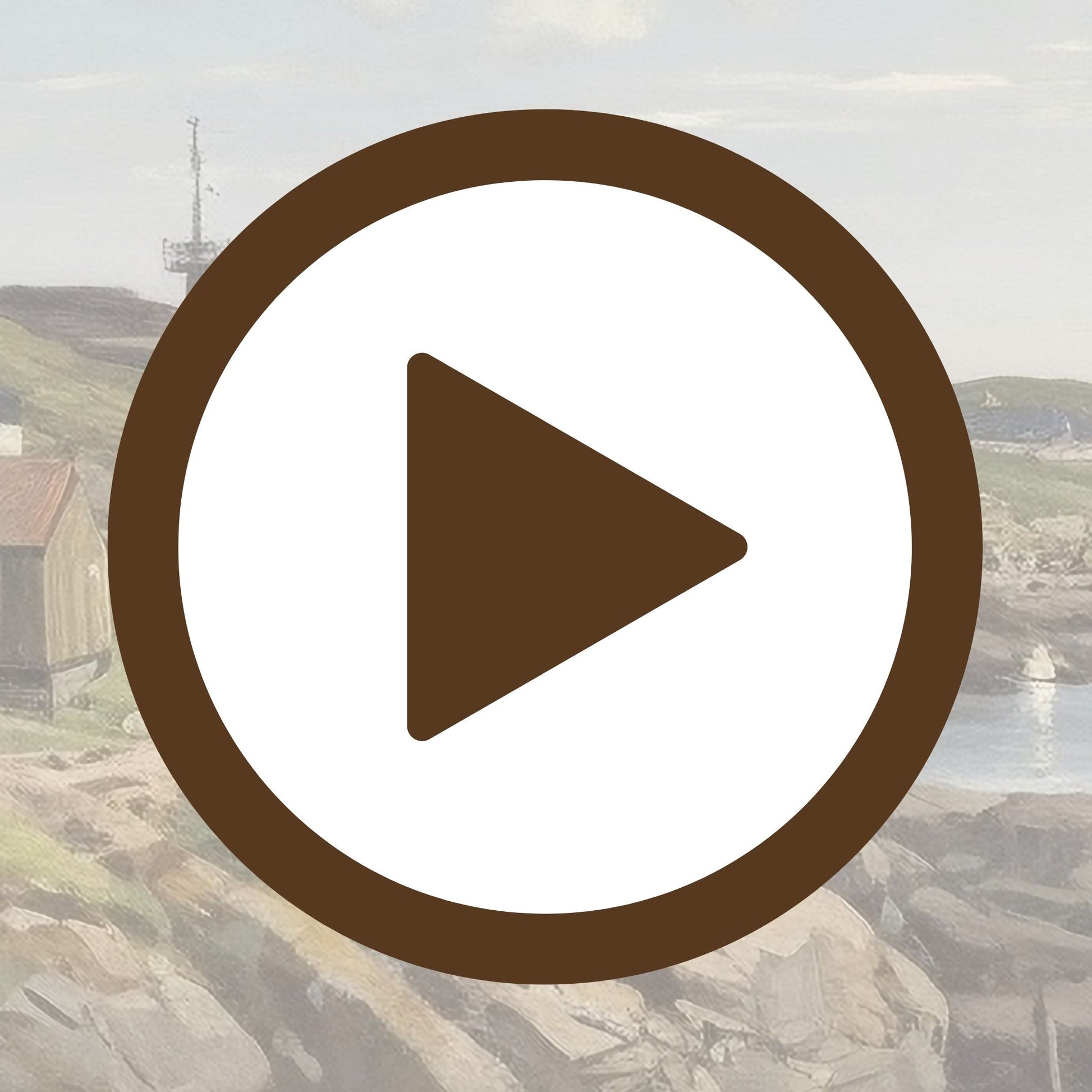 Peaceful village coastline scene with soft colours and seaside charm

