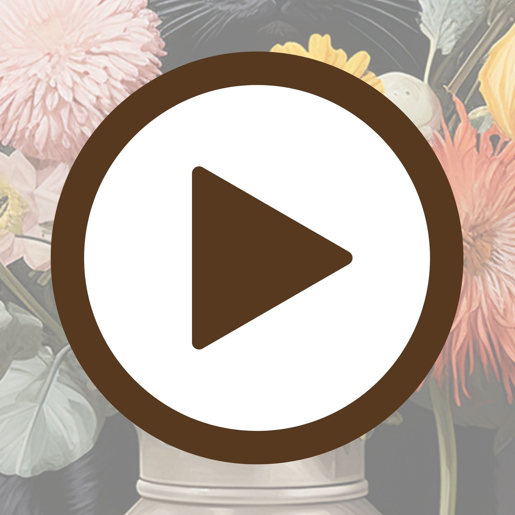 Elegant artwork of a black cat posing beside soft spring florals