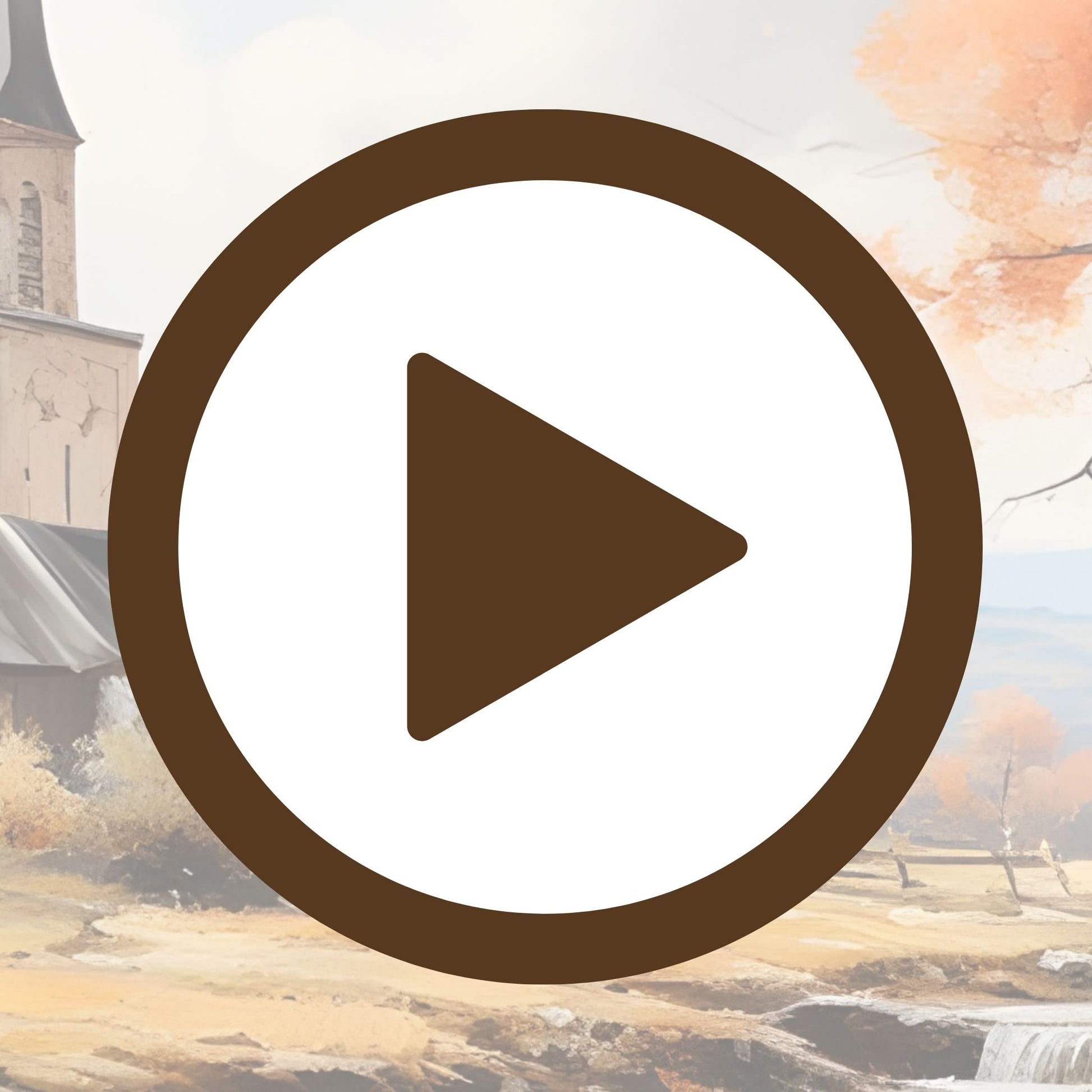 Church and creek captured in a moment of quiet autumn serenity