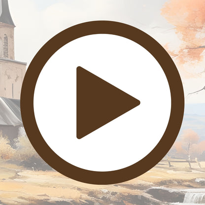 Church and creek captured in a moment of quiet autumn serenity