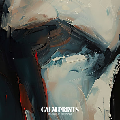 Expressionist poster featuring abstract face with red lip highlights