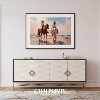 Artwork of riders in motion crossing open plains under an endless sky
