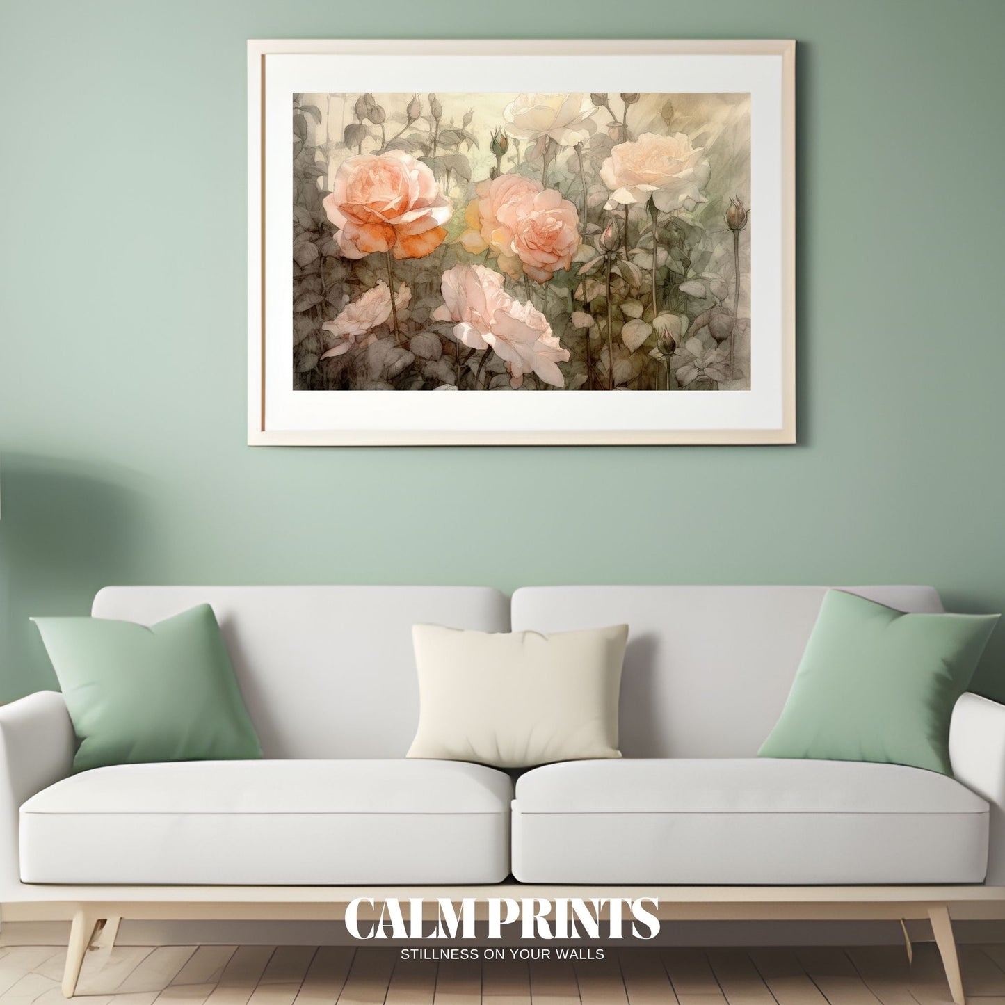 Romantic floral art with gentle brushwork and soft muted tones
