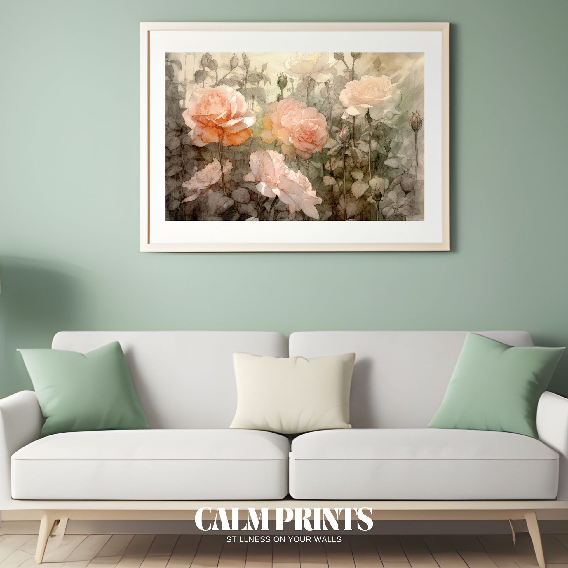 Romantic floral art with gentle brushwork and soft muted tones
