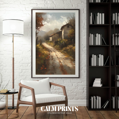 Rustic cottage surrounded by fall colours at the end of a peaceful path
