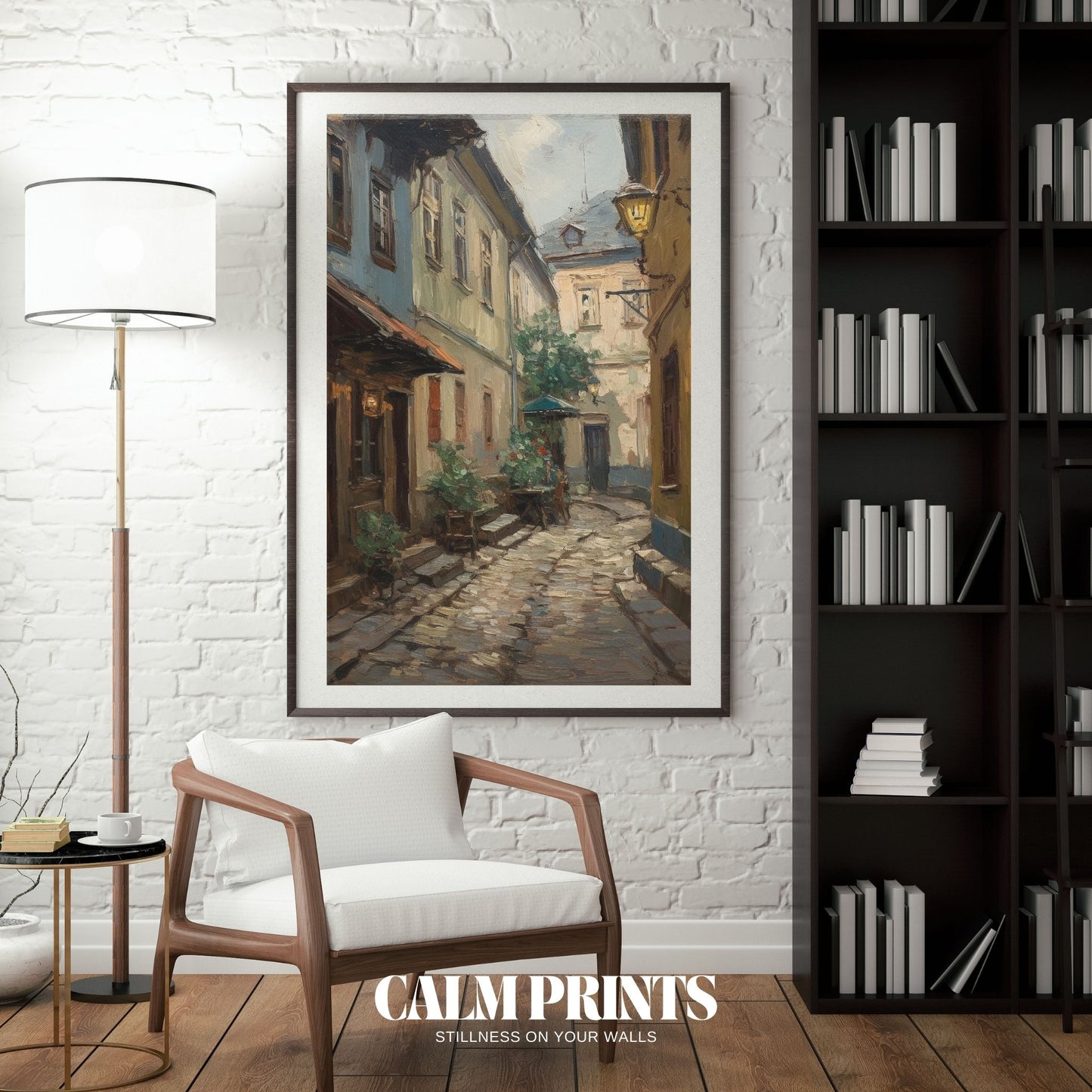 Rustic cobbled street scene capturing the essence of an old town
