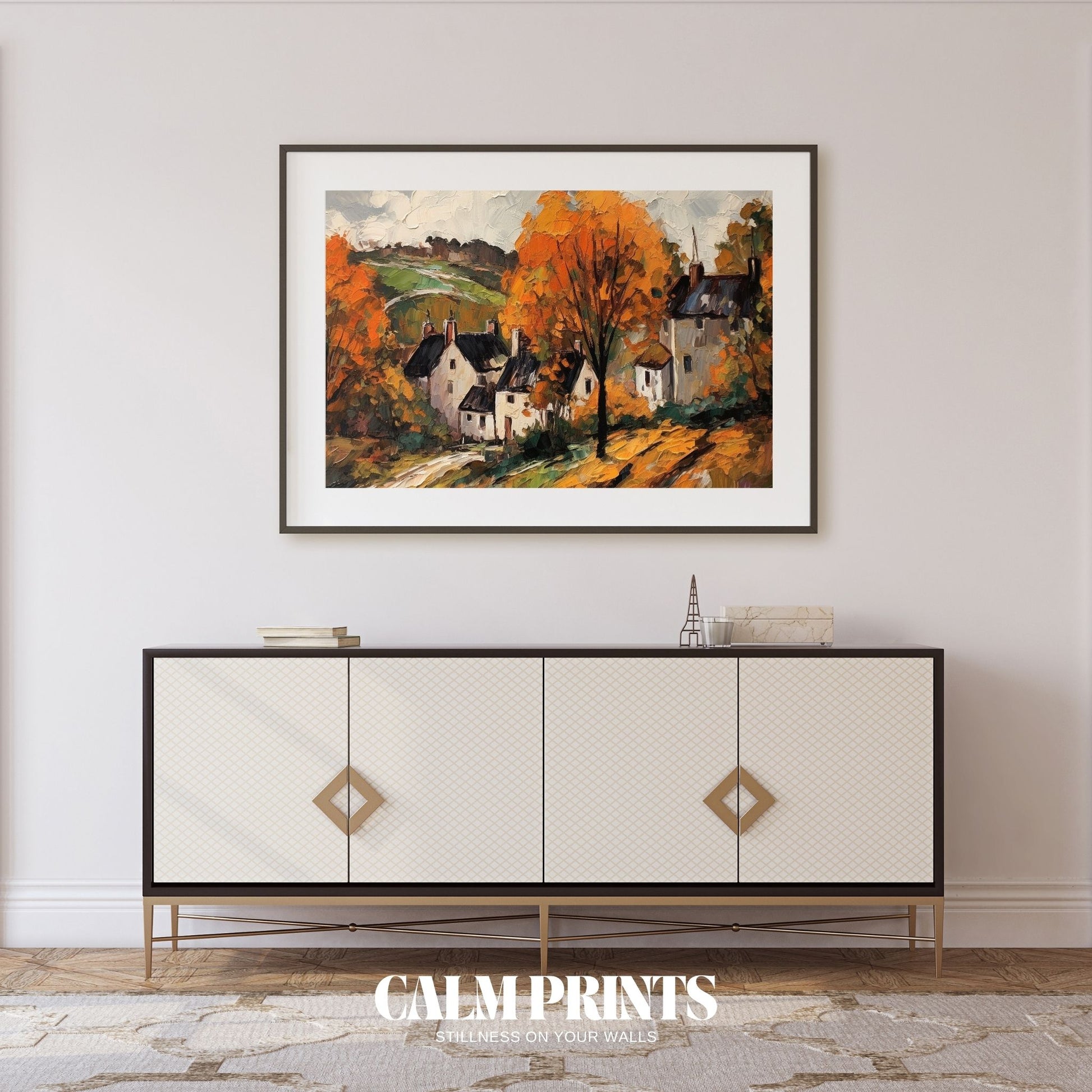 Rustic autumn view of a peaceful village nestled in the countryside