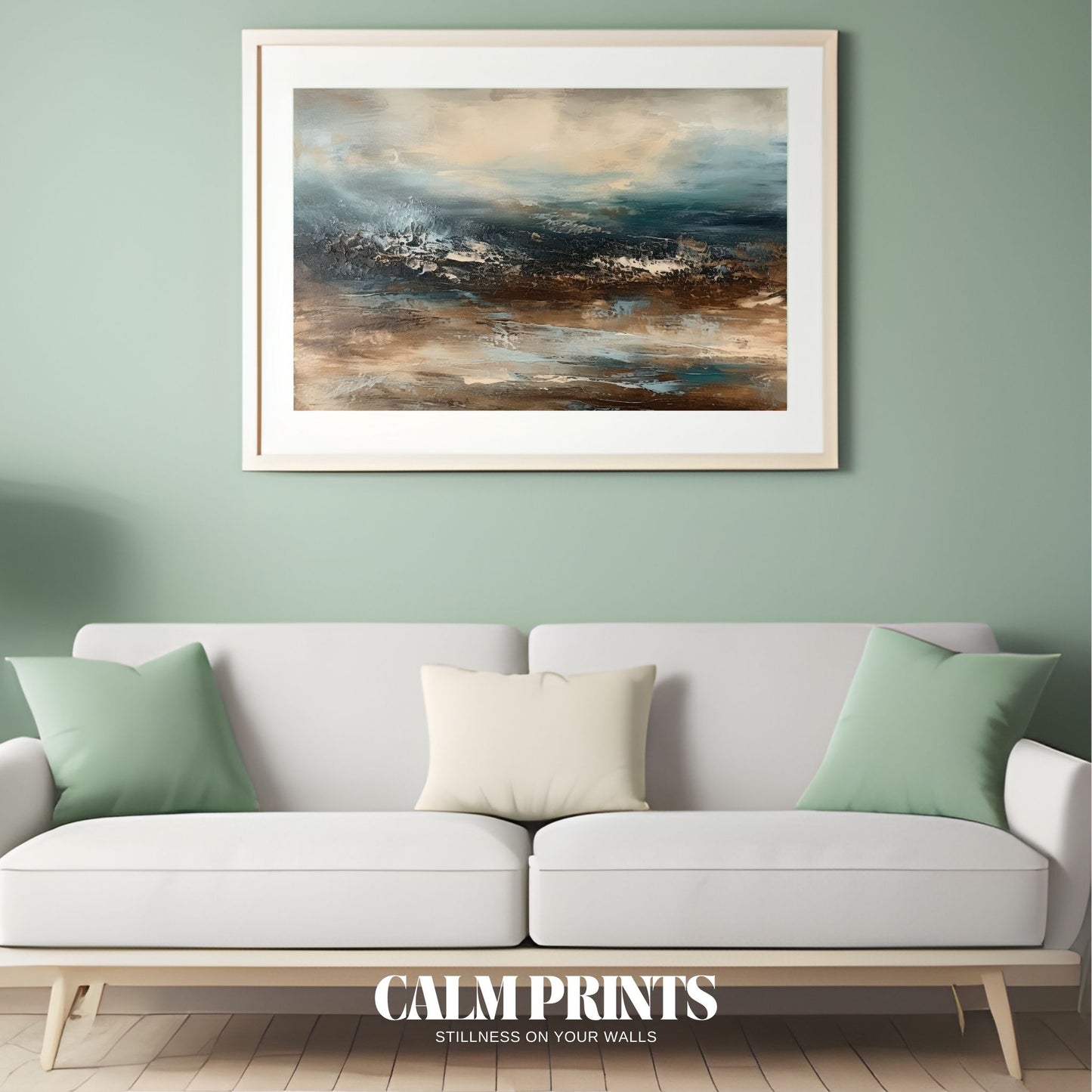 Abstract artwork of sandstone-inspired wave shapes and tones