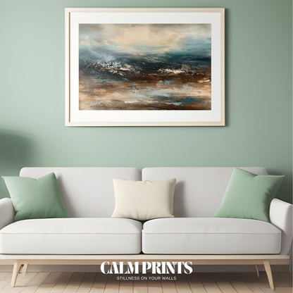 Abstract artwork of sandstone-inspired wave shapes and tones