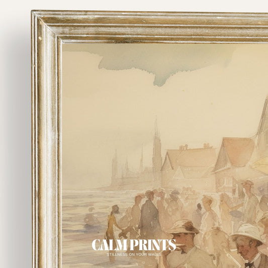 Artistic seaside scene capturing the warmth of a tranquil afternoon