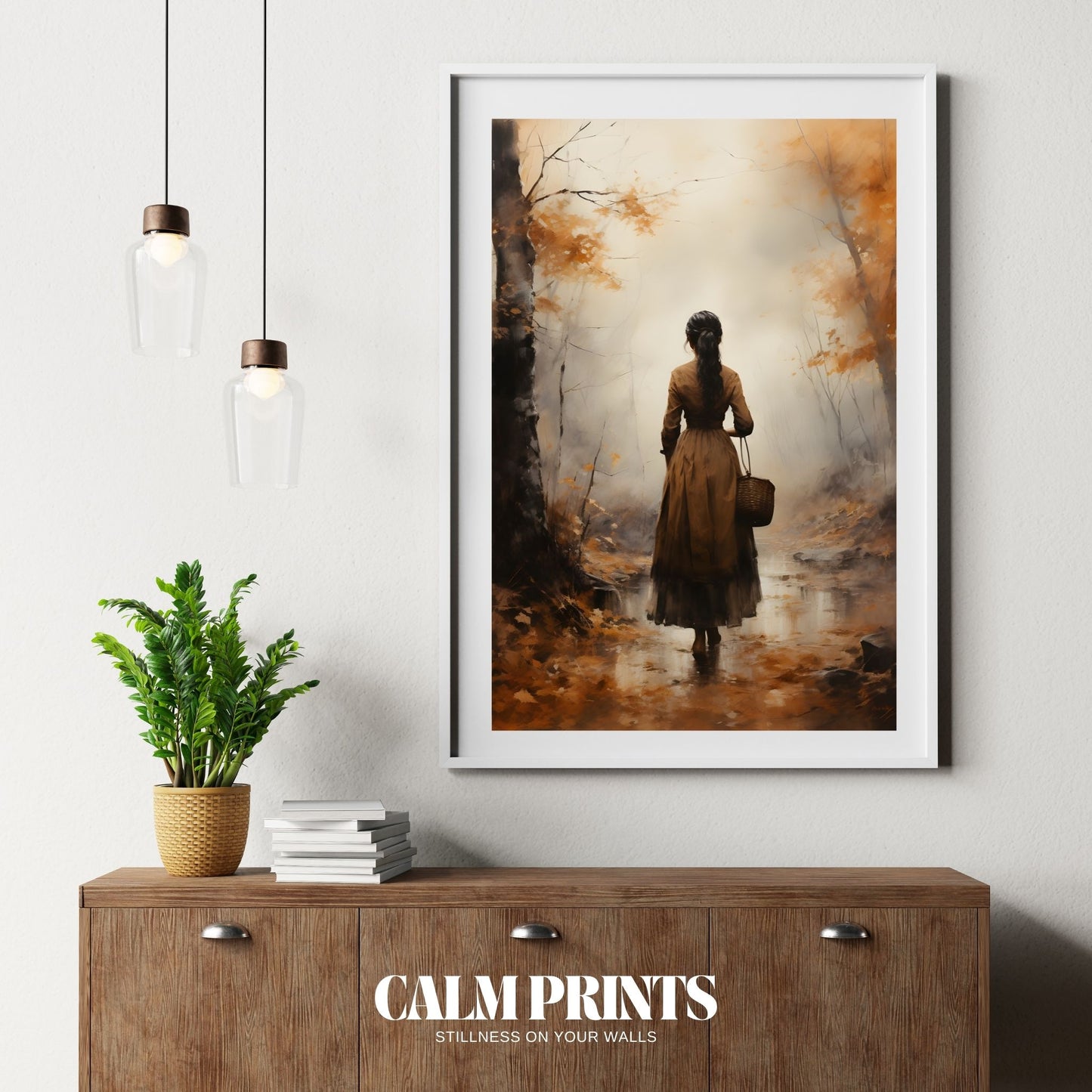 Serene autumn hike through a misty woodland filled with quiet beauty