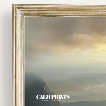 Print of a serene mountain peak evoking a moment of quiet reflection
