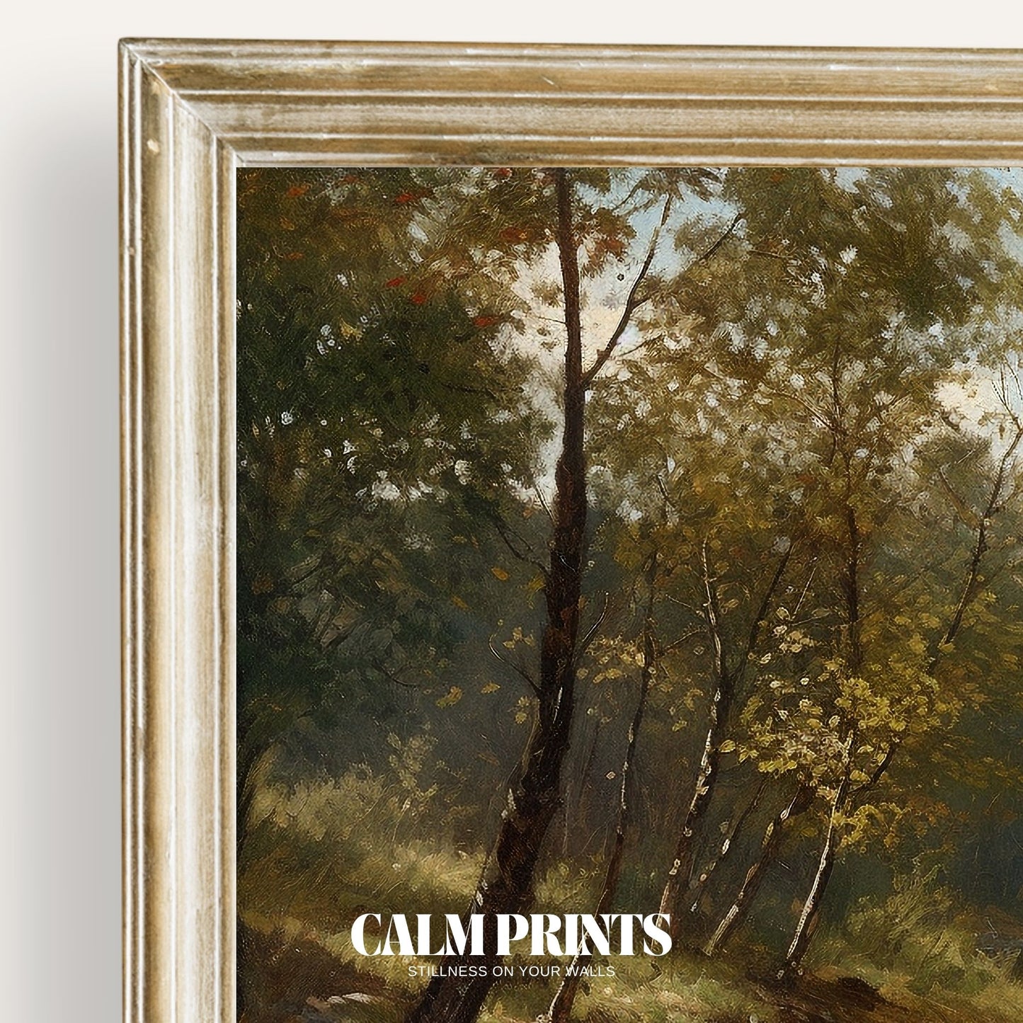 Landscape art of a serene river retreat surrounded by soft greenery
