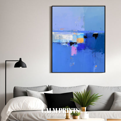 Wall art with soothing abstract blue design for tranquil interiors