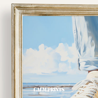 Scene of casual shoes left on wet sand during a peaceful beach day
