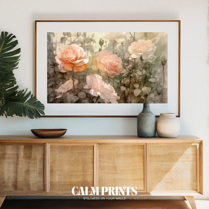 Poster featuring a fantasy of soft petals and graceful floral detail
