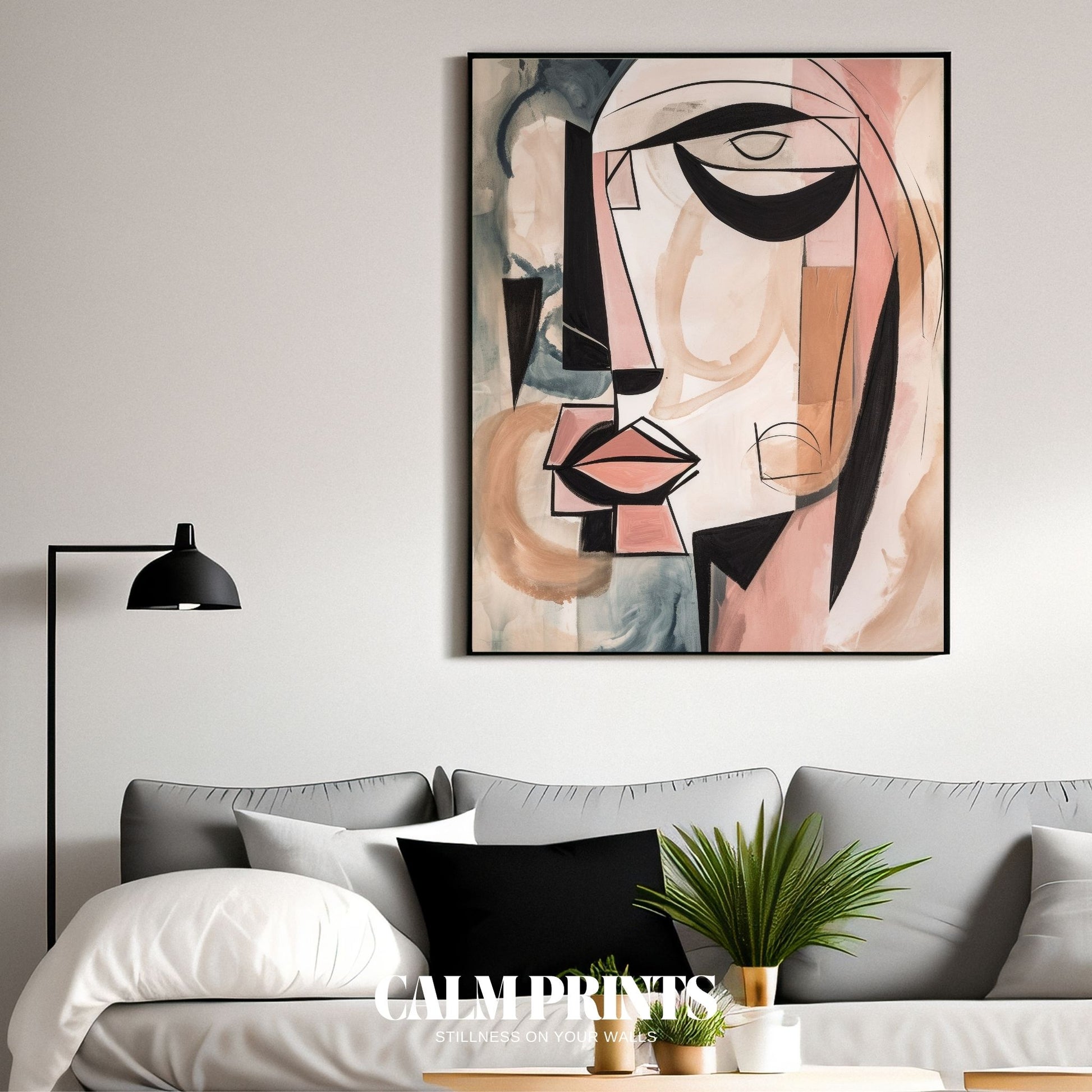 Abstract portrait in soft pastel tones with expressionist style