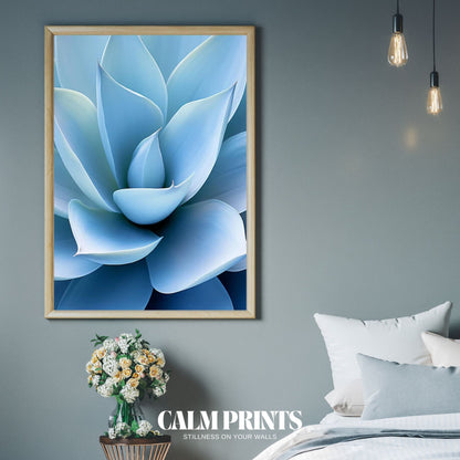 Soothing succulent wall décor in blue hues for a peaceful aesthetic
