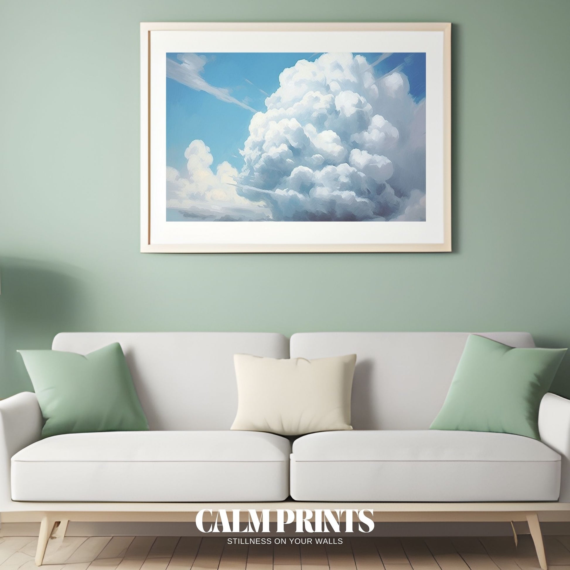 Peaceful summer sky filled with soft clouds and golden sunlight