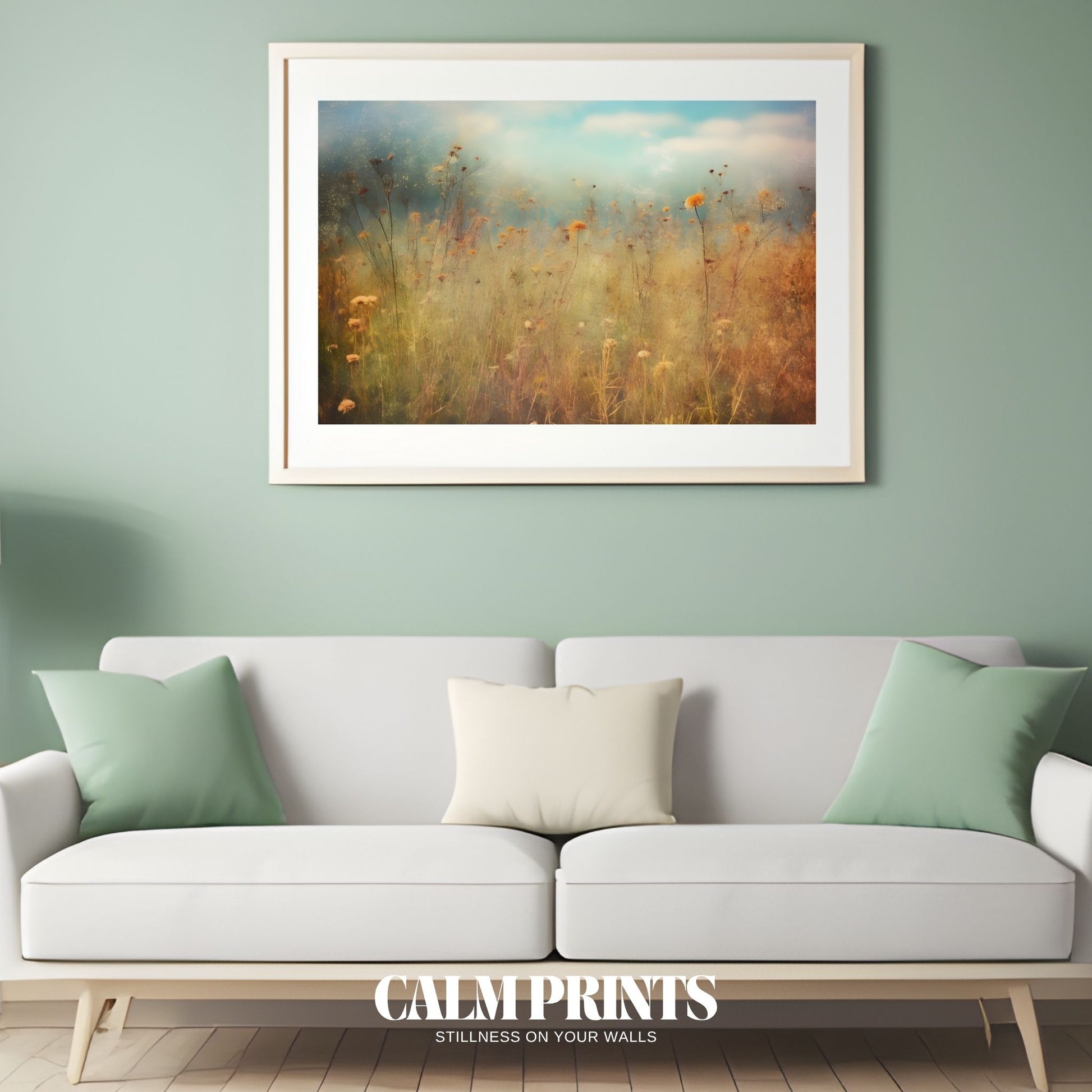 Sun-kissed meadow filled with wildflowers and a serene atmosphere
