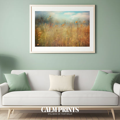 Sun-kissed meadow filled with wildflowers and a serene atmosphere
