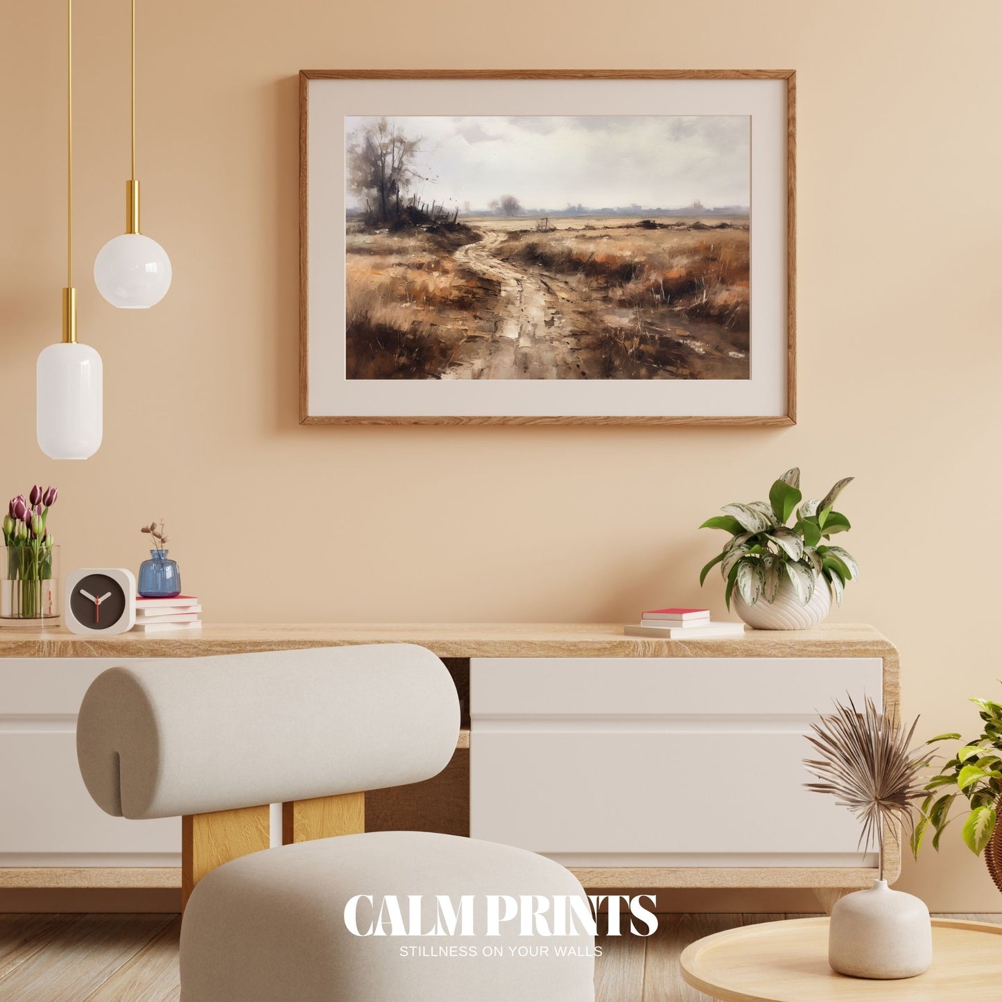 Sunlit pathway through the forest, glowing with rich autumn hues