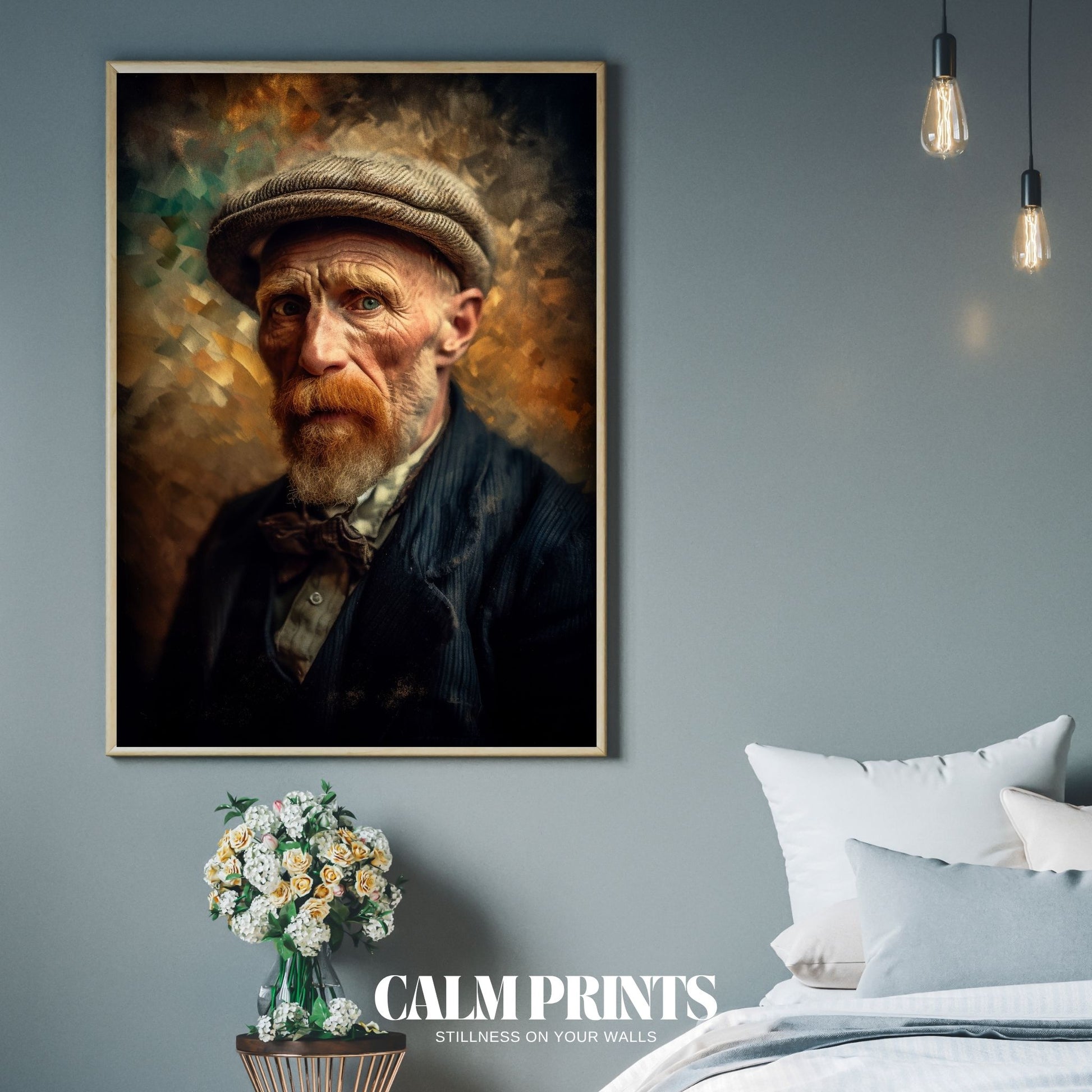 Vintage art print of a timeless face with glowing earthy undertones
