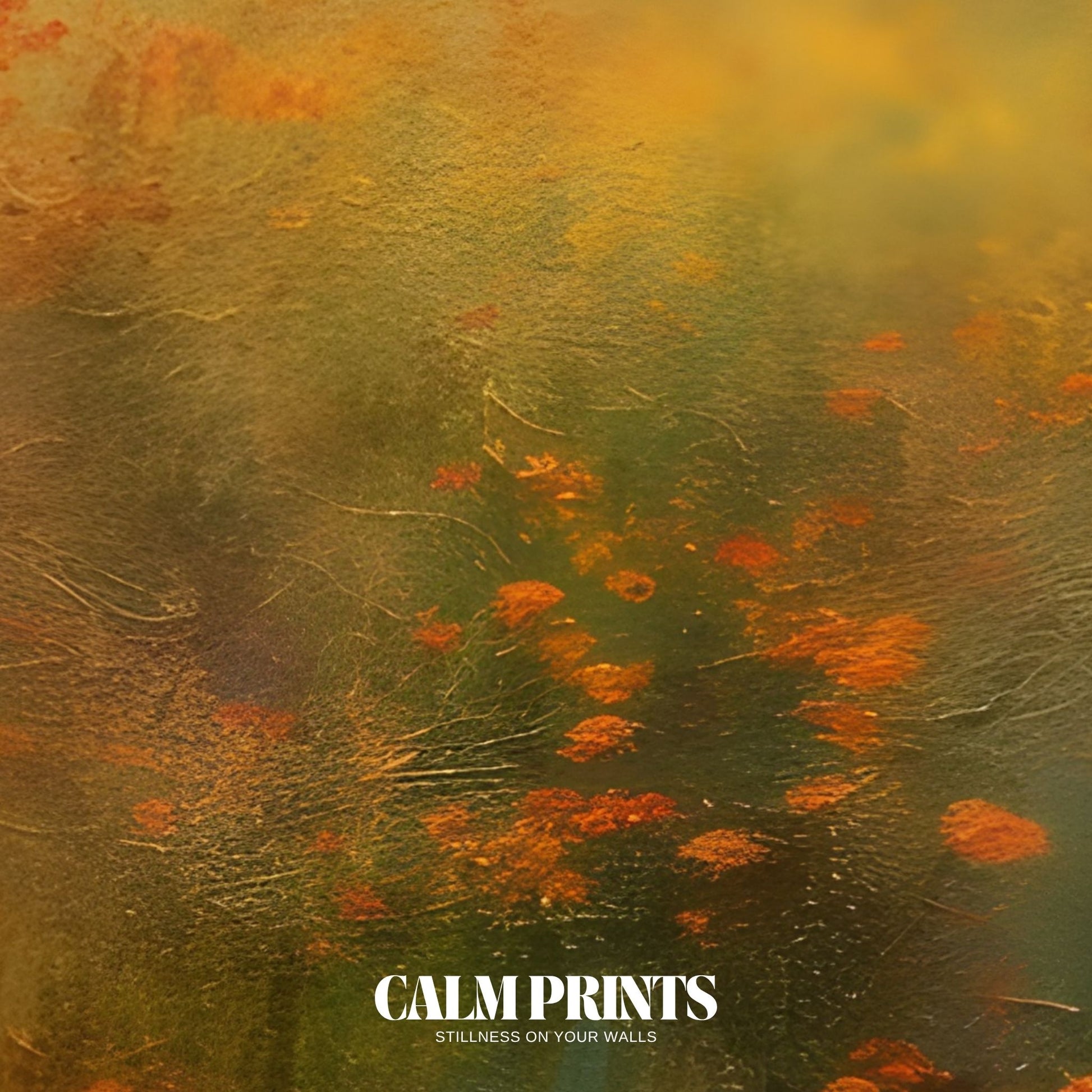 Tranquil poster showing a meadow of wildflowers in full bloom
