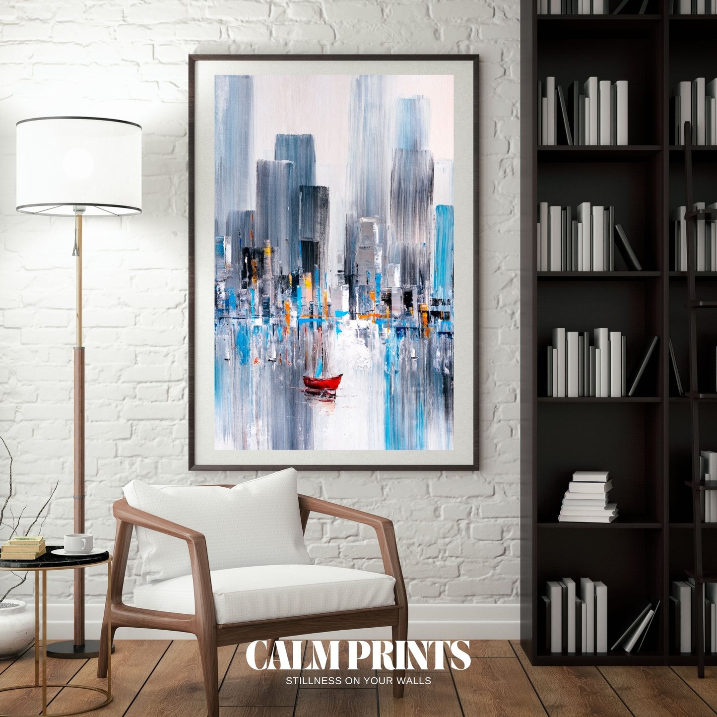 Poster showing urban geometry and city light reflections in abstraction
