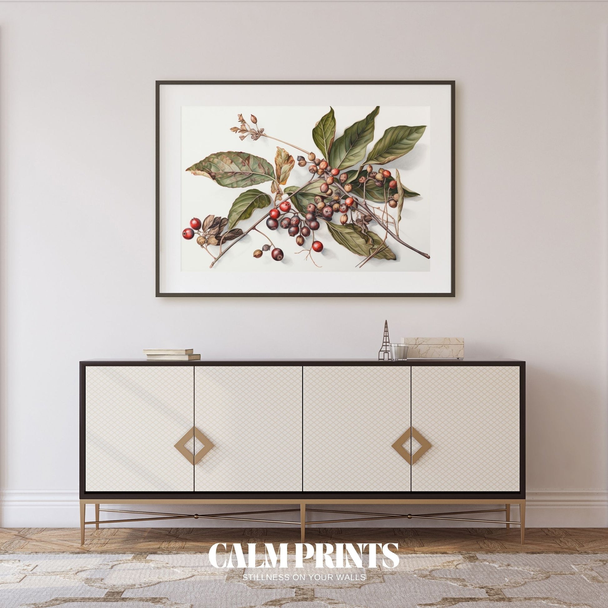 Vintage-style poster featuring hand-drawn berry illustrations
