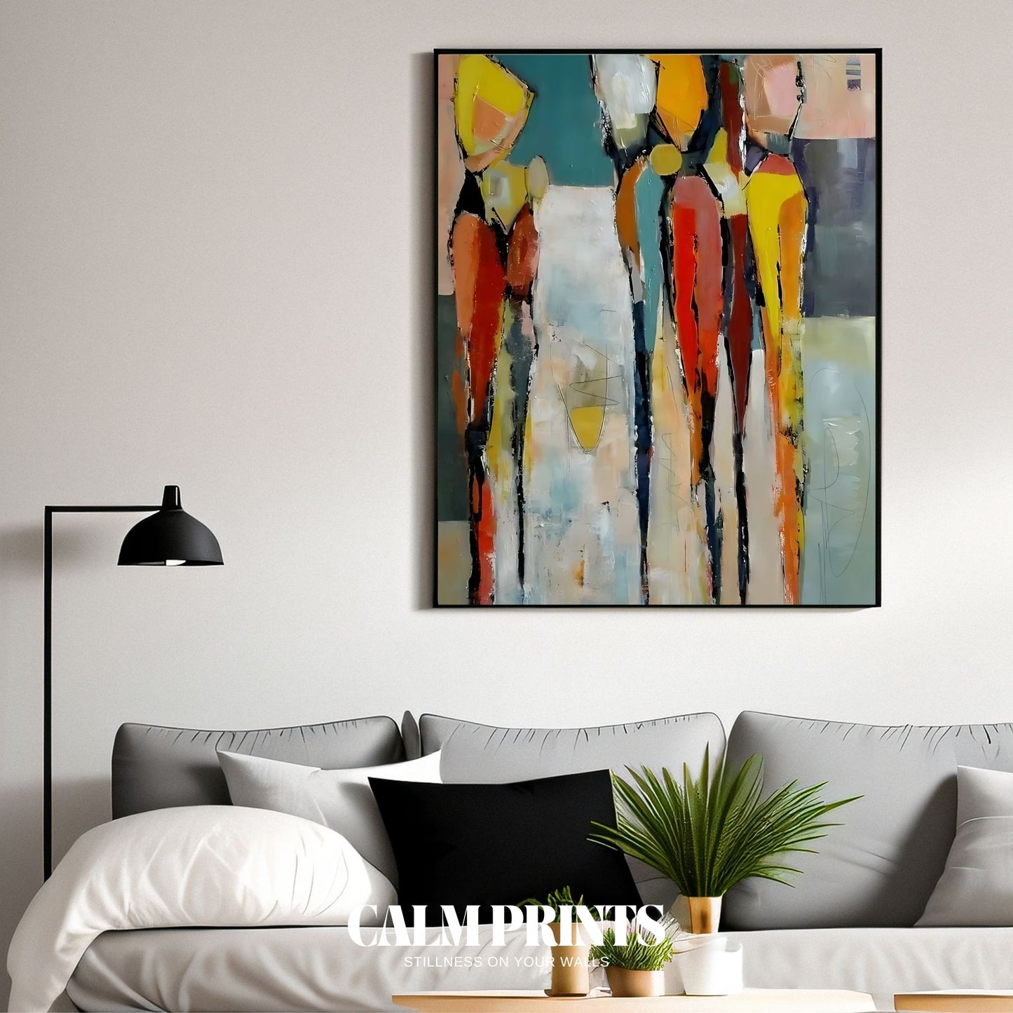 Poster of vivid abstract characters with energetic brushwork