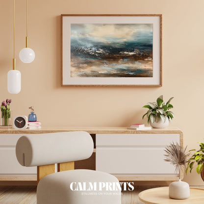 Warm earthy poster featuring soft abstract wave patterns