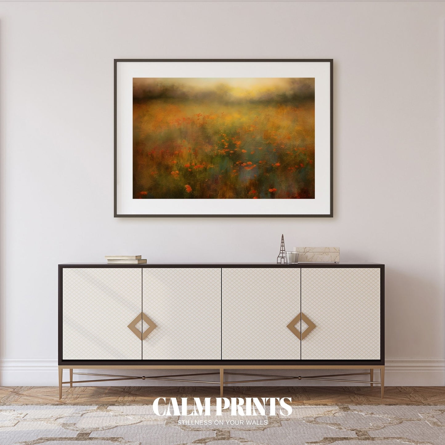 Print of a wildflower field in soft focus, evoking peace and wonder
