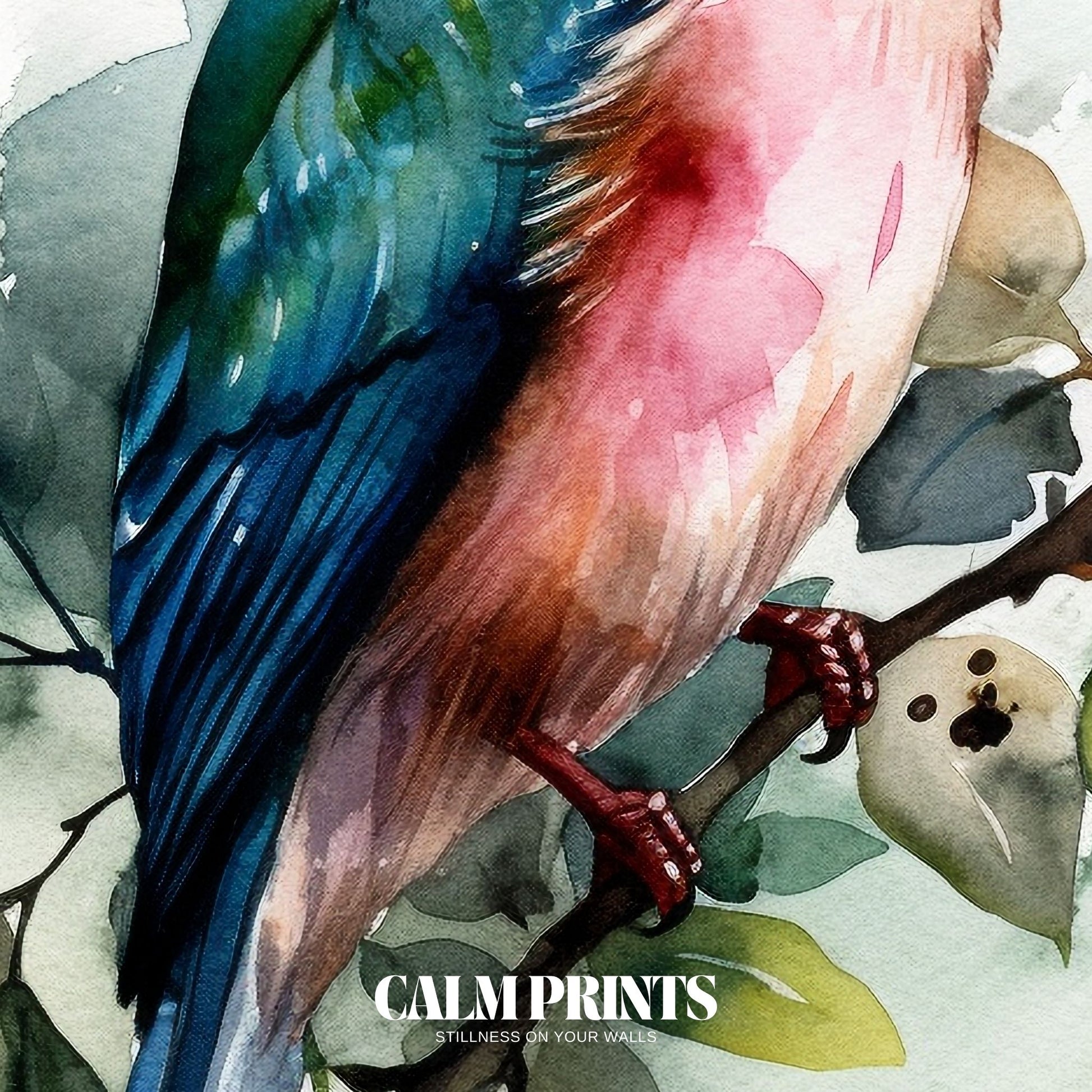 Wildlife art print of a kingfisher in delicate, flowing watercolour
