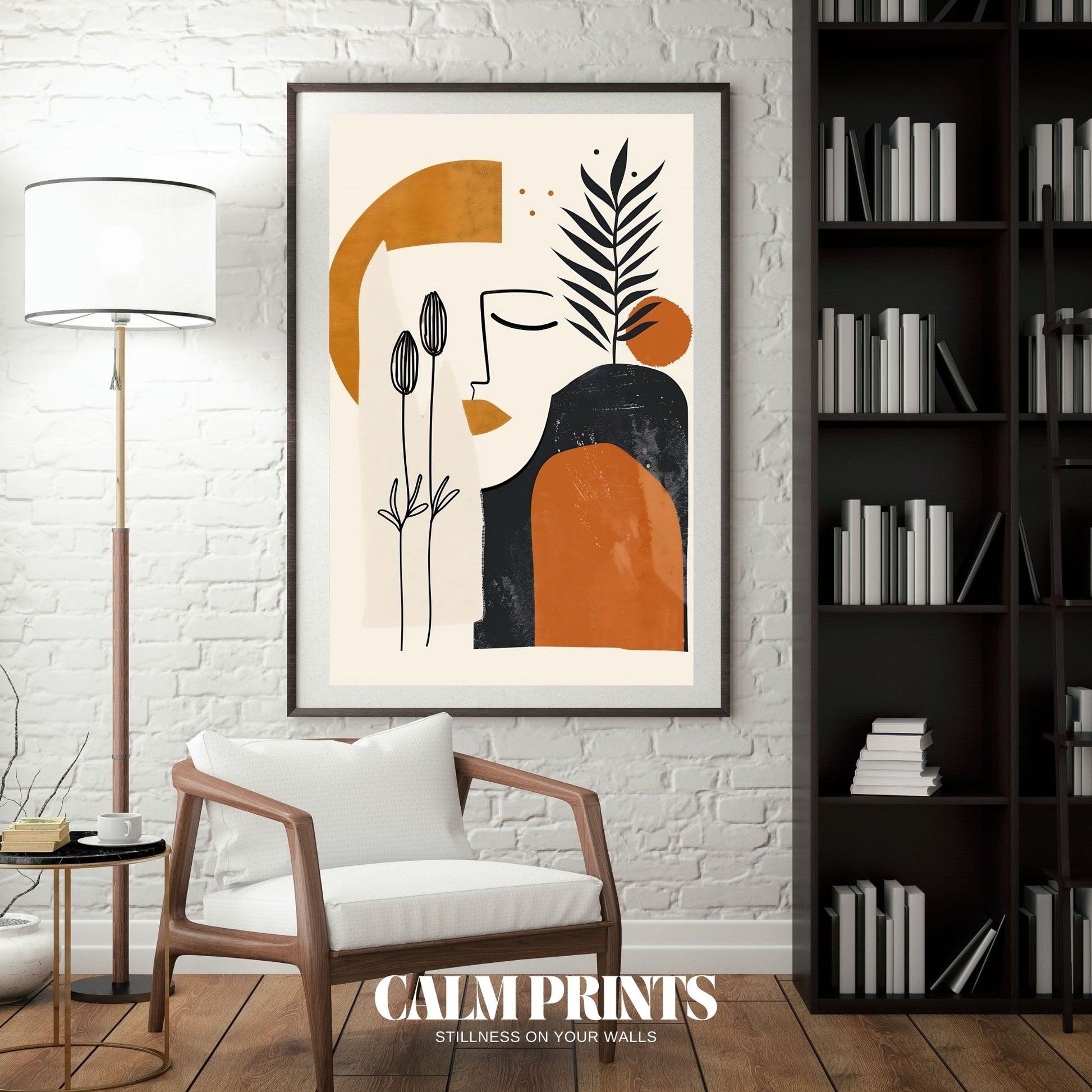 Nature-inspired abstract artwork of a woman and organic forms