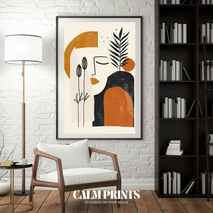 Nature-inspired abstract artwork of a woman and organic forms